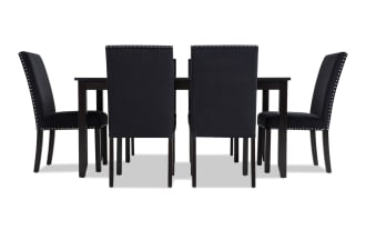 Riviera 7 Piece Black Upholstered Dining Set