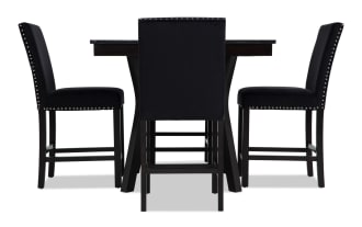 Riviera 5 Piece Black Upholstered Counter Height Dining Set