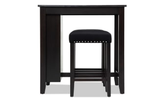 Riviera 3 Piece Black Upholstered Counter Height Kitchen Island Set