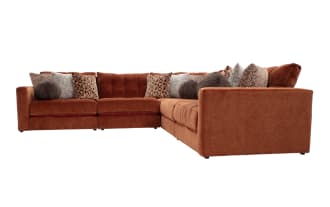 Jewels Spice 131'' 5 Piece Modular Sectional with 2 Armless Chairs, 1 Corner, 1 Left Arm Facing Chair, 1 Right Arm Facing Chair