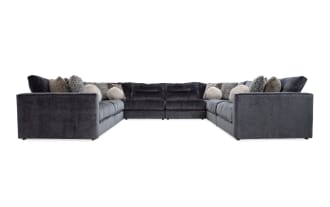 Jewels Charcoal 170'' 8 Piece Modular Sectional with 4 Armless Chairs, 2 Corners, 1 Left Arm Facing Chair, 1 Right Arm Facing Chair