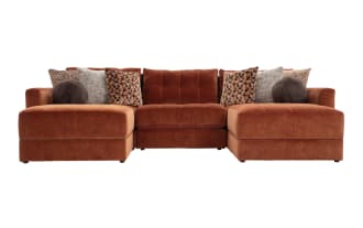 Jewels Spice 131'' 5 Piece Modular Sectional with 2 Storage Ottomans, 1 Armless Chair, 1 Left Arm Facing Chair, 1 Right Arm Facing Chair