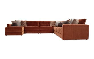 Jewels Spice 170'' 7 Piece Modular Sectional with 3 Armless Chairs, 1 Corner, 1 Left Arm Facing Chair, 1 Right Arm Facing Chair, 1 Storage Ottoman