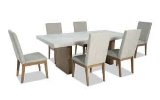 Monterey 7 Piece Natural & Gray Solid Back Upholstered Dining Set