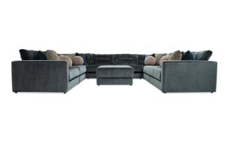 Jewels Emerald 170'' 9 Piece Modular Sectional with 4 Armless Chairs, 2 Corners, 1 Left Arm Facing Chair, 1 Right Arm Facing Chair, 1 Storage Ottoman
