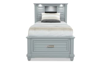 Sunset Cove Youth Twin Gray Bookcase Storage Bed
