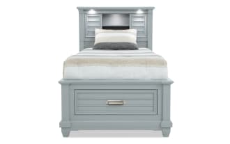 Sunset Cove Youth Twin Gray Bookcase All Around Storage Bed