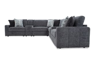 Amplify Gray 127'' 7 Piece Immersive Audio Modular Sectional with 2 Armless Chairs, 2 Consoles, 1 Corner, 1 Left Arm Facing Chair, 1 Right Arm Facing Chair
