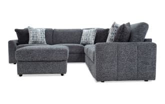 Amplify Gray 112'' 6 Piece Immersive Audio Modular Sectional with 2 Armless Chairs, 1 Corner, 1 Left Arm Facing Chair, 1 Right Arm Facing Chair, 1 Storage Ottoman