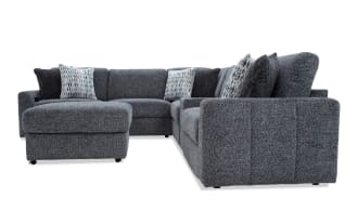 Amplify Gray 112'' 7 Piece Immersive Audio Modular Sectional with 2 Armless Chairs, 1 Console, 1 Corner, 1 Left Arm Facing Chair, 1 Right Arm Facing Chair, 1 Storage Ottoman