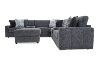 Amplify Gray 127'' 8 Piece Immersive Audio Modular Sectional with 2 Armless Chairs, 2 Consoles, 1 Corner, 1 Left Arm Facing Chair, 1 Right Arm Facing Chair, 1 Storage Ottoman