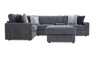 Amplify Gray 78'' 6 Piece Immersive Audio Modular Sectional with 1 Armless Chair, 1 Console, 1 Corner, 1 Left Arm Facing Chair, 1 Right Arm Facing Chair, 1 Storage Ottoman