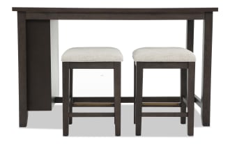 Encore 3 Piece Brown & Beige Upholstered Counter Height Kitchen Island Set