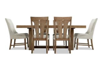 Melrose 7 Piece Natural & Beige Upholstered Extendable Dining Set