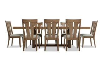 Melrose 9 Piece Natural & Beige Slat Back Extendable Dining Set