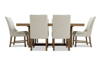 Melrose 7 Piece Natural & Beige Solid Back Extendable Dining Set
