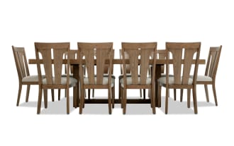 Melrose 11 Piece Natural & Beige Slat Back Extendable Dining Set