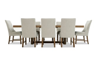Melrose 9 Piece Natural & Beige Solid Back Extendable Dining Set