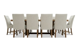 Melrose 11 Piece Natural & Beige Solid Back Extendable Dining Set