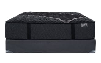 Lush 13'' Queen Extra Firm Standard Mattress Set in dark gray with quilted top, cooling cover, and firm support layers from Lush collection by Bob's.