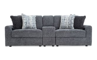 Amplify Gray 97'' 3 Piece Immersive Audio Modular Loveseat with 1 Console, 1 Left Arm Facing Chair, 1 Right Arm Facing Chair
