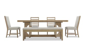 Malibu 7 Piece Natural & Gray Extendable Dining Set with Storage Bench