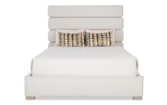 Delray Queen White Upholstered Panel Bed