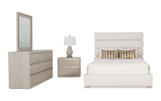 Delray 4 Piece Queen White Upholstered Panel Bedroom Set