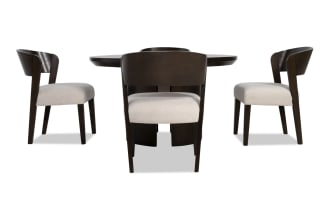 Luxe 5 Piece Brown & White Upholstered Round Dining Set
