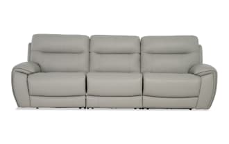 Illusion Gray Leather 107'' Power Reclining Sofa with Armless Chair & Power Headrest