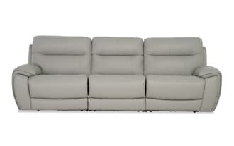 Illusion Gray Leather 107'' Power Reclining Sofa with Armless Power Recliner & Power Headrest