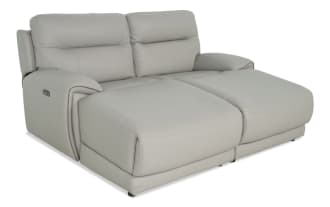 Illusion Gray Leather 82'' Power Reclining Dual Chaise with Power Headrest