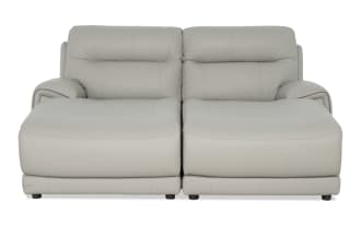 Illusion Gray Leather 82'' Power Reclining Dual Chaise with Power Headrest