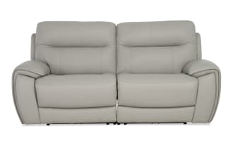 Illusion Gray Leather 78'' Power Reclining Loveseat with Power Headrest