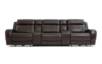 Tracker Brown Leather 134'' Power Reclining Sofa with Armless Chair & Power Headrest