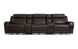 Tracker Brown Leather 134'' Power Reclining Sofa with Armless Power Recliner & Power Headrest