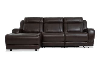 Tracker Brown Leather 108'' Power Reclining 3 Piece Left Arm Facing Chaise Sectional with Armless Power Recliner & Power Headrest