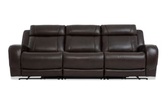 Tracker Brown Leather 108'' Power Reclining Sofa with Armless Chair & Power Headrest