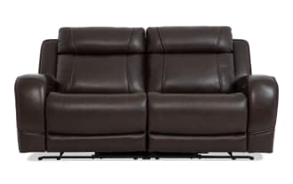 Tracker Brown Leather 79'' Power Reclining Loveseat with Power Headrest