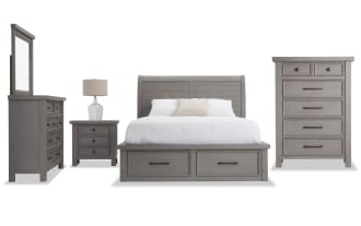 Hudson 5 Piece King Gray Storage Platform Bedroom Set