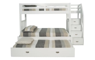 Chadwick Twin/Full White Stairway Bunk Bed & Twin Trundle