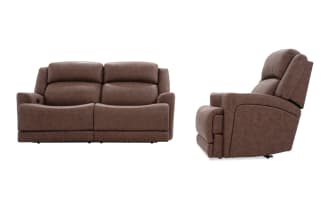 Zeus Brown 87'' Power Reclining Sofa & Recliner with Power Headrest