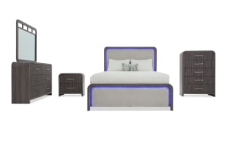 Cascade 5 Piece Upholstered Panel Bedroom Set