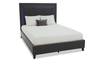 Performa Full Dark Gray Faux Leather Upholstered Panel Bed