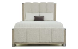 Catalina King Light Gray & White Upholstered Storage Platform Bed