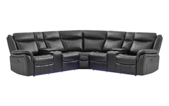 Riviera Faux Leather Power Reclining 3 Piece Sectional with USB Port