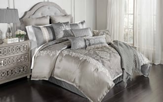 Cornelia Queen Silver Damask 12 Piece Comforter Set