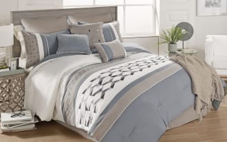 Huntington Queen Blue Geometric 10 Piece Comforter Set