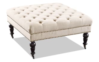 Delfina Natural Square Tufted Ottoman