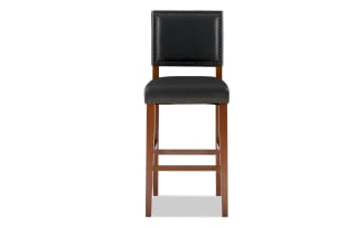 Marie Cherry & Black Faux Leather Upholstered Bar Height Stool